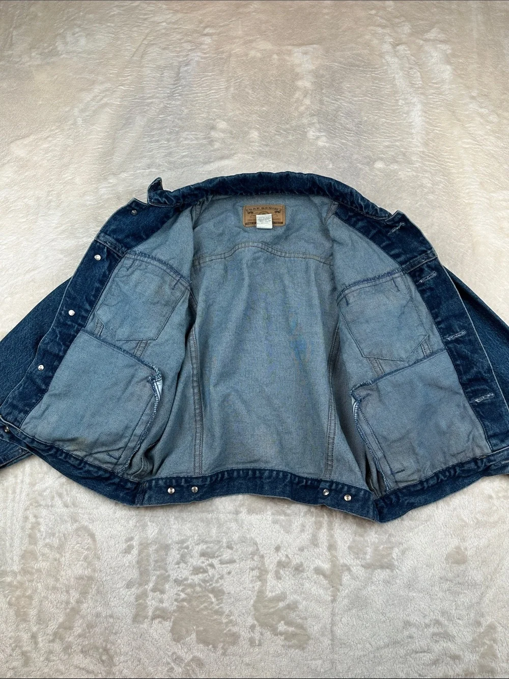Vintage GAP Denim Jacket Youth Large L/G Blue Trucker Jean Coat 100% Cotton